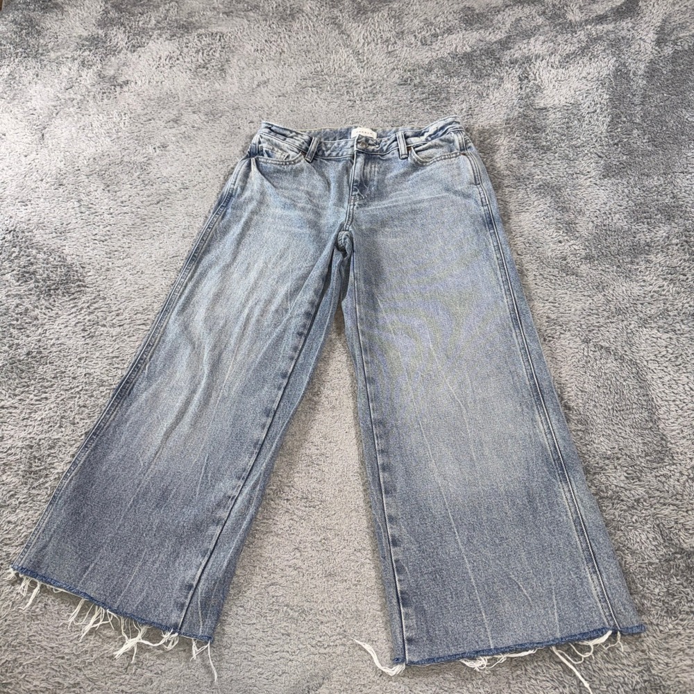 PacSun Womens Casey Low Rise Baggy Jeans 25 Light Wash Blue Wide Leg Raw Hem